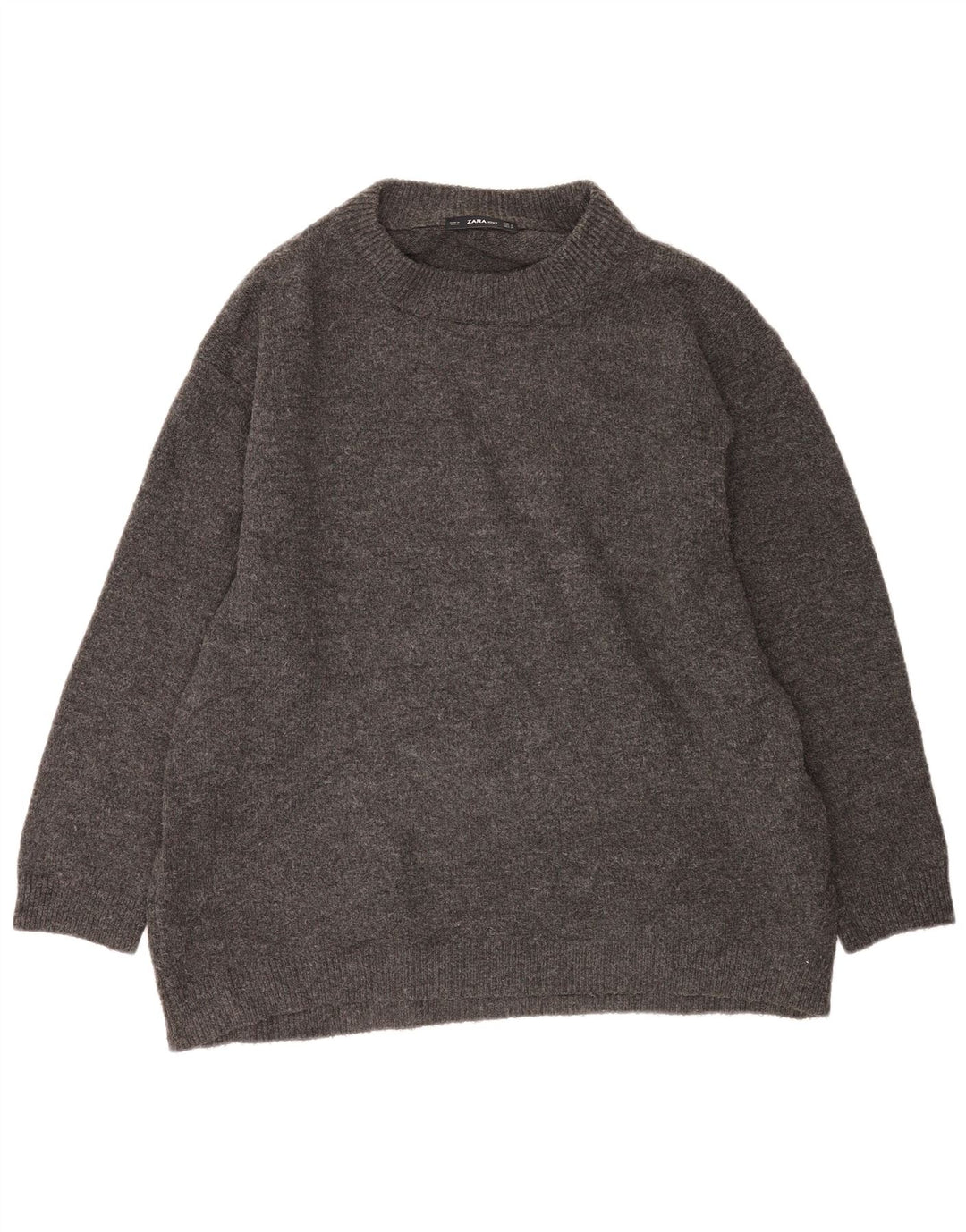 Zara Damen-Pullover, übergroß, Rundhalsausschnitt, Gr. 14, Mittelgrau