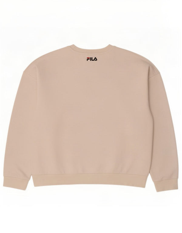 Fila Womens Graphic Oversized Sweatshirt Jumper UK 14 Medium White Cotton