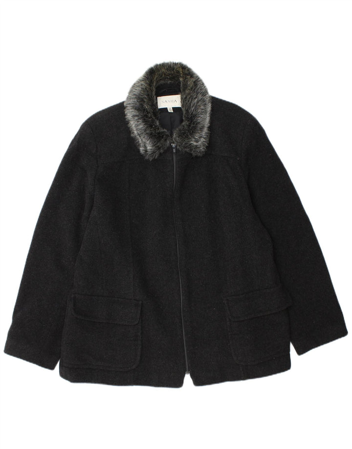 Sasha Damen Bomberjacke UK 16 Große schwarze Wolle