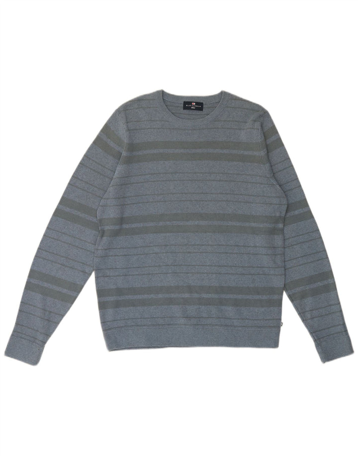 Marks & Spencer Herren-Pullover Harbor mit Rundhalsausschnitt, mittelgestreift, Blau