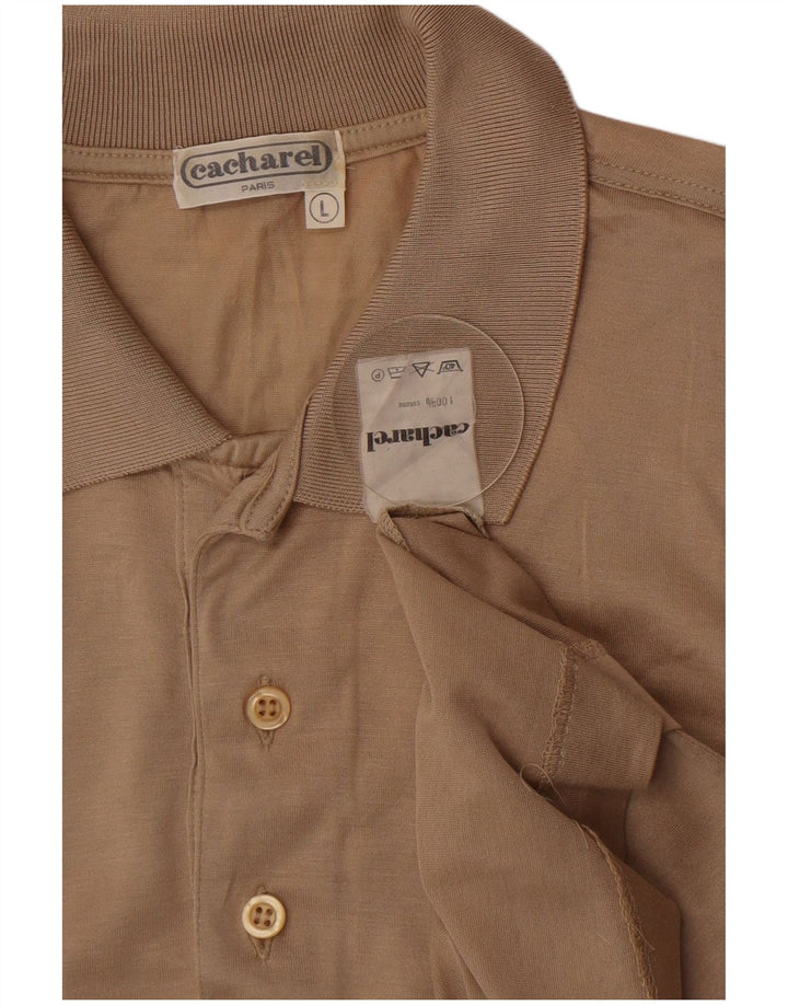 Cacharel Herren-Poloshirt, groß, beige Baumwolle