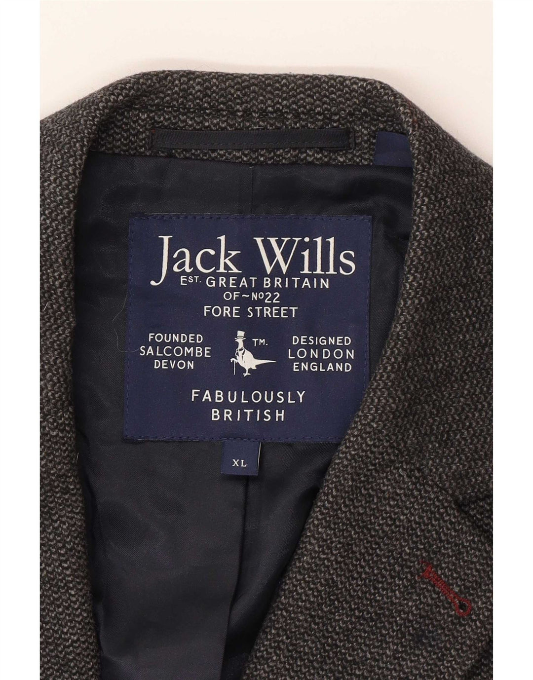 Jack Wills Herren-Blazer mit 2 Knöpfen, UK 42, XL, graue Wolle