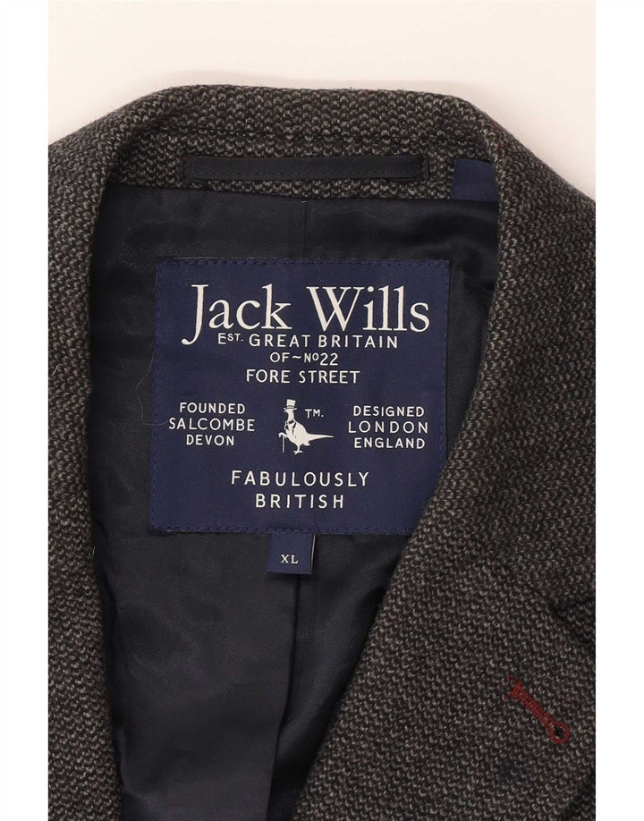 Jack Wills Herren-Blazer mit 2 Knöpfen, UK 42, XL, graue Wolle