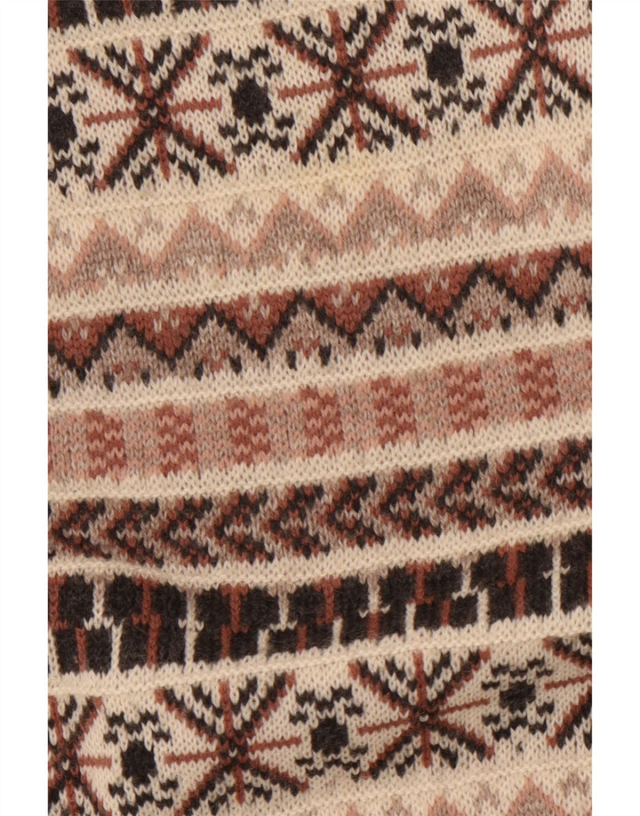 Vintage Herren Rollkragenpullover Pullover Medium Beige Fair Isle Wolle