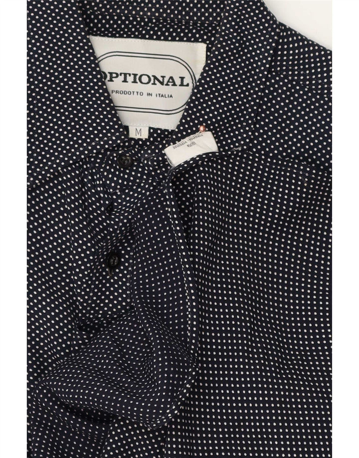 Vintage Herren Kurzarmhemd Medium Marineblau gefleckte Viskose