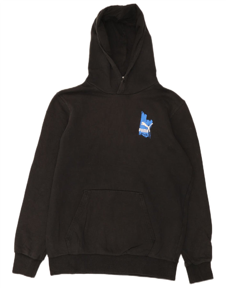 Puma Herren Grafik-Hoodie-Pullover aus mittelschwarzer Baumwolle