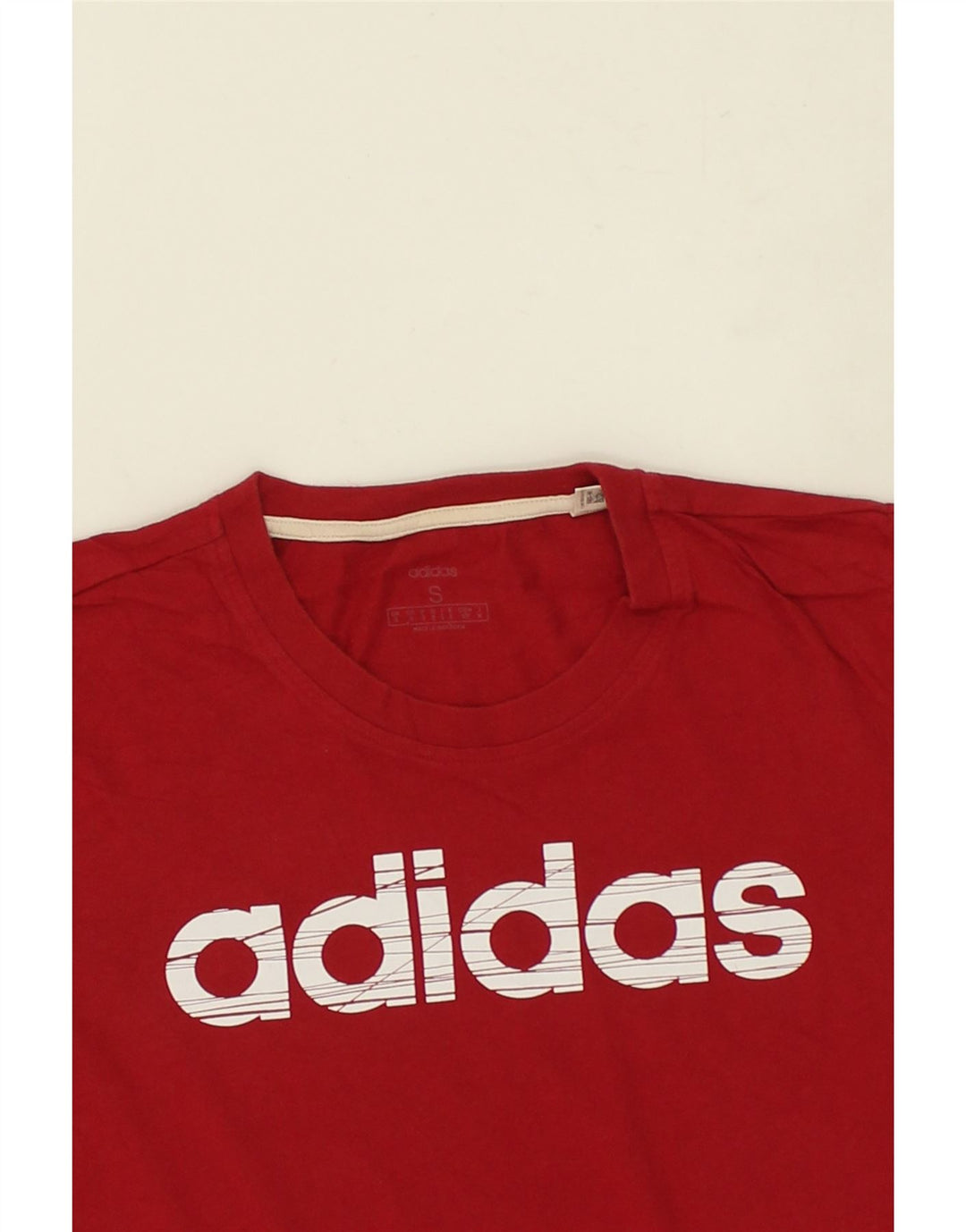 ADIDAS Mens Graphic T-Shirt Top Small Red Cotton Vintage Adidas and Second-Hand Adidas from Messina Hembry 