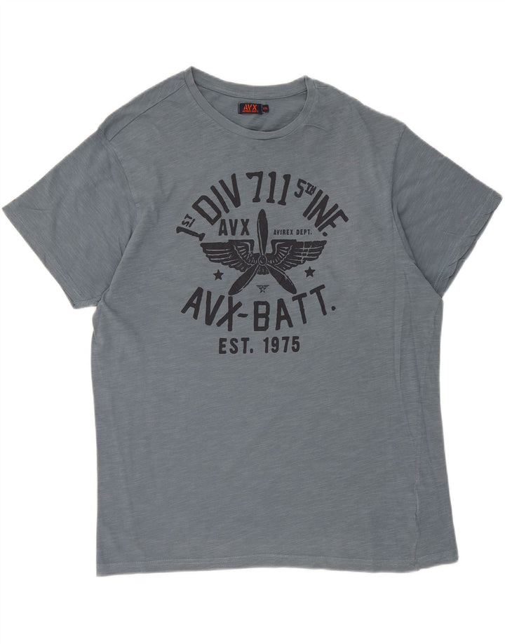 AVIREX Mens Graphic T-Shirt Top 2XL Grey Vintage Avirex and Second-Hand Avirex from Messina Hembry 