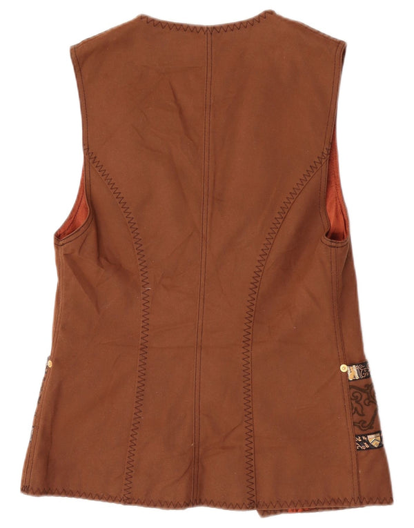 Roccobarocco Damen Weste IT 40 Small Brown Paisley Cotton