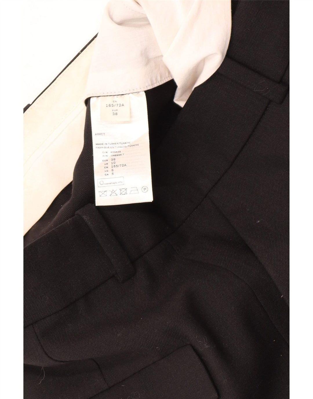 Vintage Damen gerade Anzughose EU 38 Medium W28 L30 Schwarz Polyester