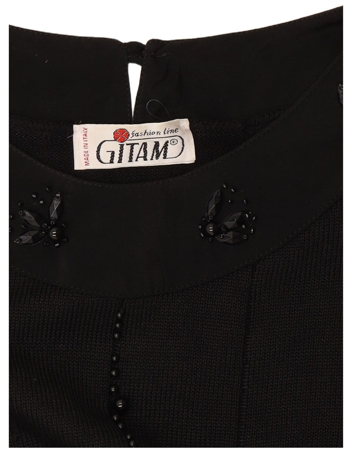 Gitam Damen-Pullover mit U-Boot-Ausschnitt, Gr. 16, Schwarz