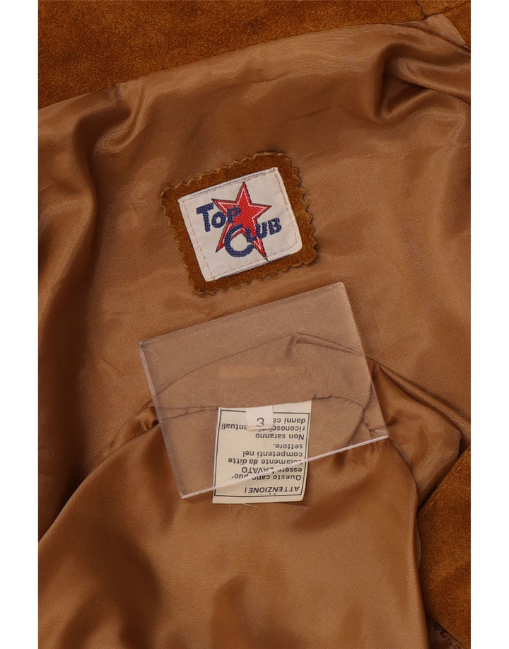 Vintage Damen Wildlederjacke UK 16 Großes braunes Leder Retro