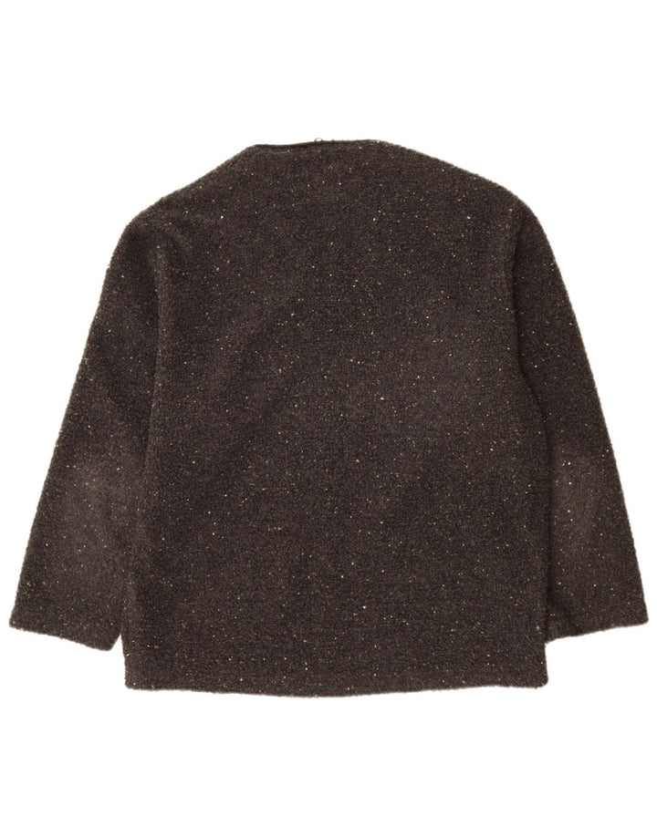 Vintage Damen Cardigan Pullover UK 18 XL Grau geflecktes Polyester