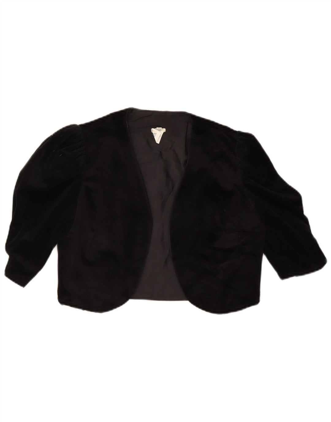VINTAGE Offene Bolerojacke für Damen IT 36 XS Schwarzes Triacetat