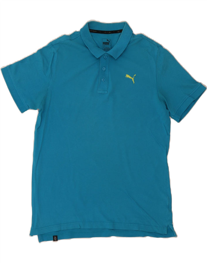 PUMA Mens Polo Shirt Medium Blue Cotton Vintage Puma and Second-Hand Puma from Messina Hembry 