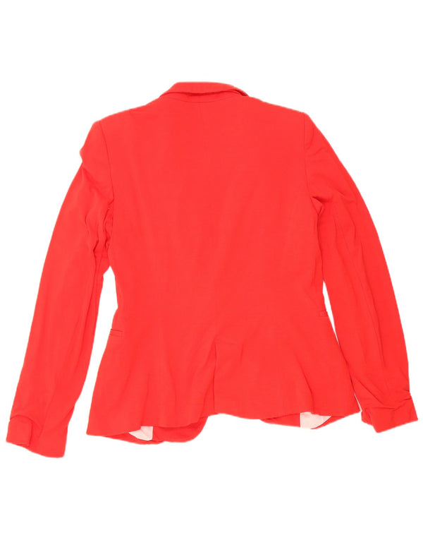 Zara Damen 1-Knopf-Blazerjacke UK 12 Mittelrotes Acetat