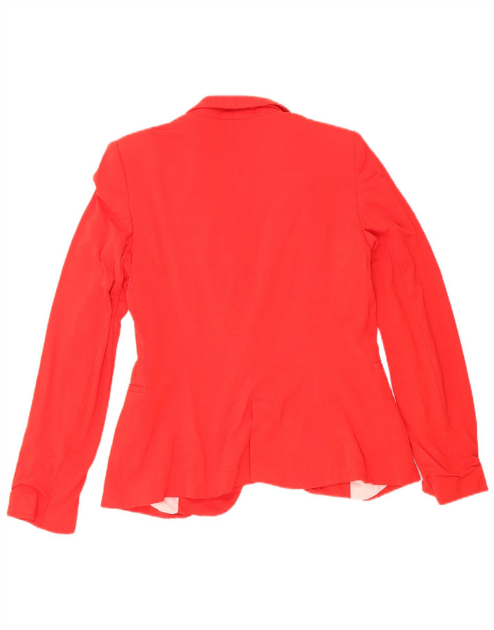 Zara Damen 1-Knopf-Blazerjacke UK 12 Mittelrotes Acetat
