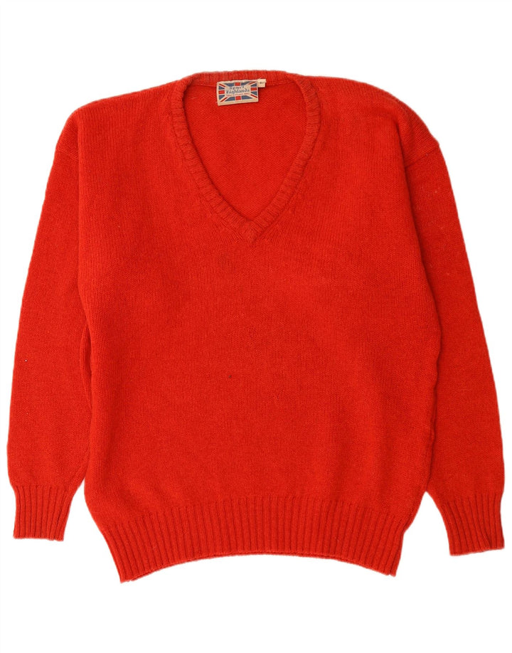 Vintage Herren V-Ausschnitt Pullover Pullover Große rote Schurwolle