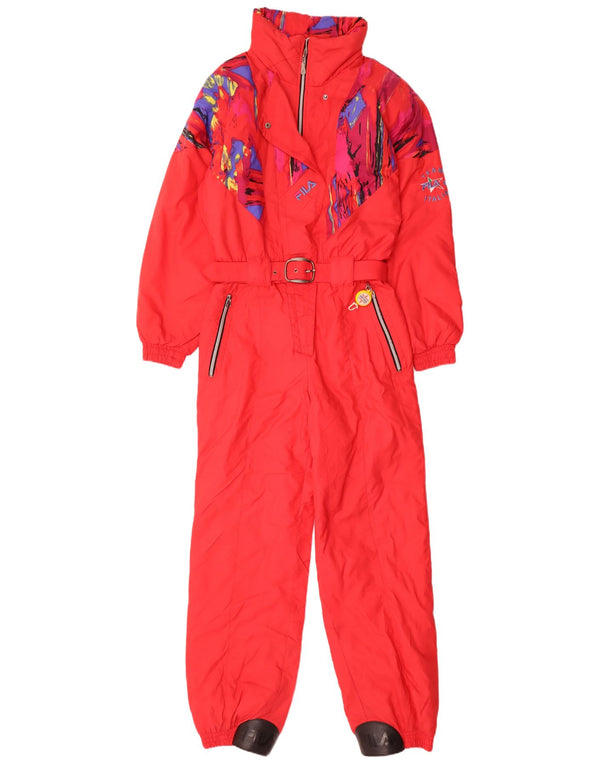 Fila Damen-Skioverall mit Kapuze, IT 44, mittelrot, geometrisch
