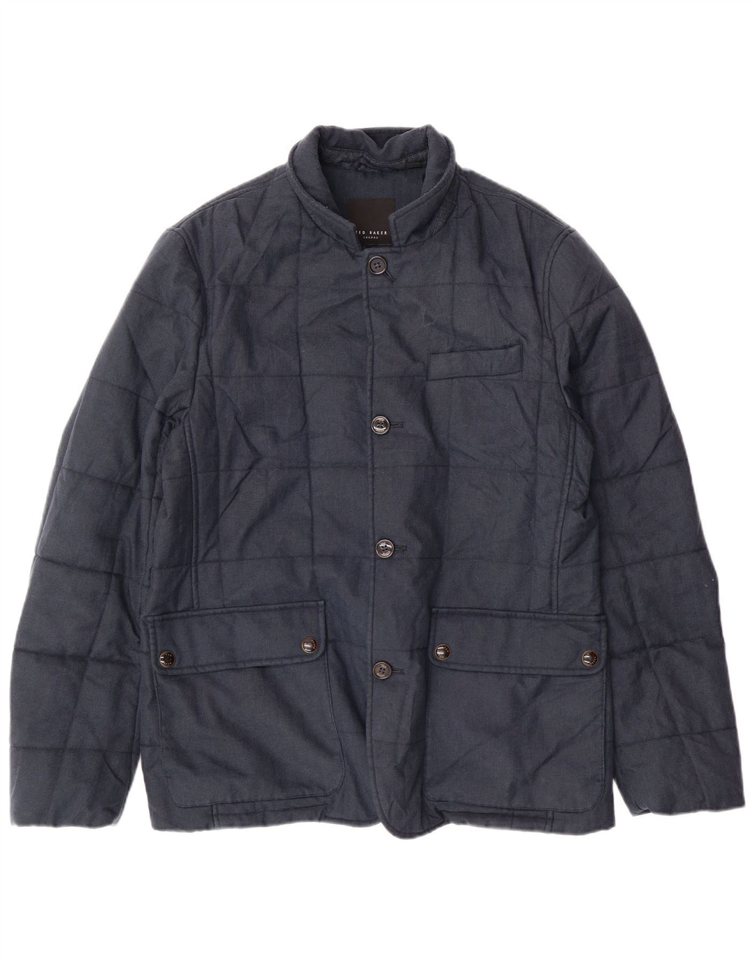 TED BAKER Herren-Steppjacke, Größe 2, klein, marineblau, Herringbone-Klassiker