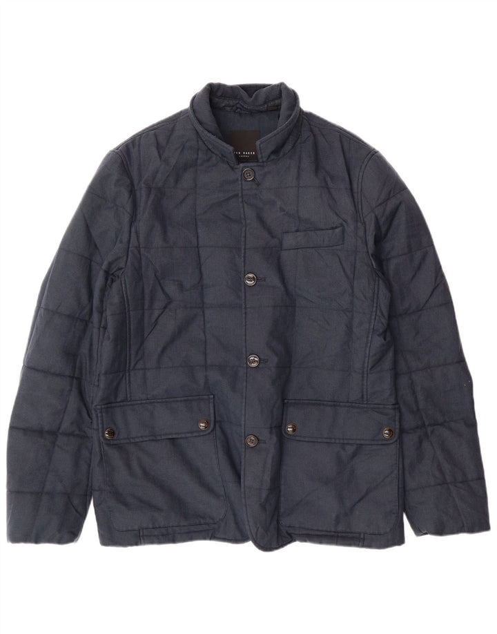 TED BAKER Herren-Steppjacke, Größe 2, klein, marineblau, Herringbone-Klassiker