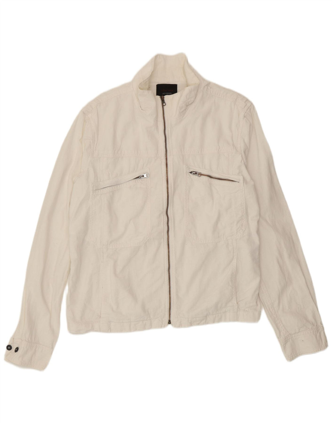 Zara Herren Utility Jacke UK 42 XL Weiß Polyester