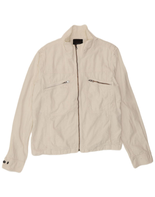 Zara Herren Utility Jacke UK 42 XL Weiß Polyester