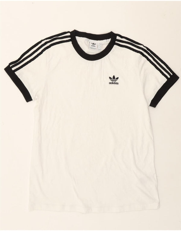 Adidas Damen T-Shirt Top UK 8 Small Weiße Baumwolle