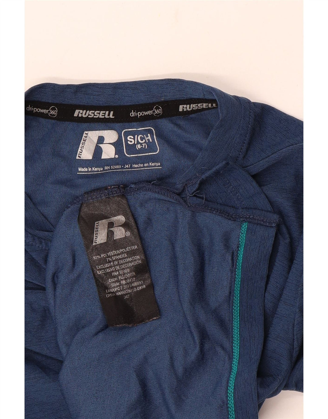 Russell Athletic Dri-Power-Oberteil für Jungen, langärmlig, 6–7 Jahre, Größe S, Marineblau