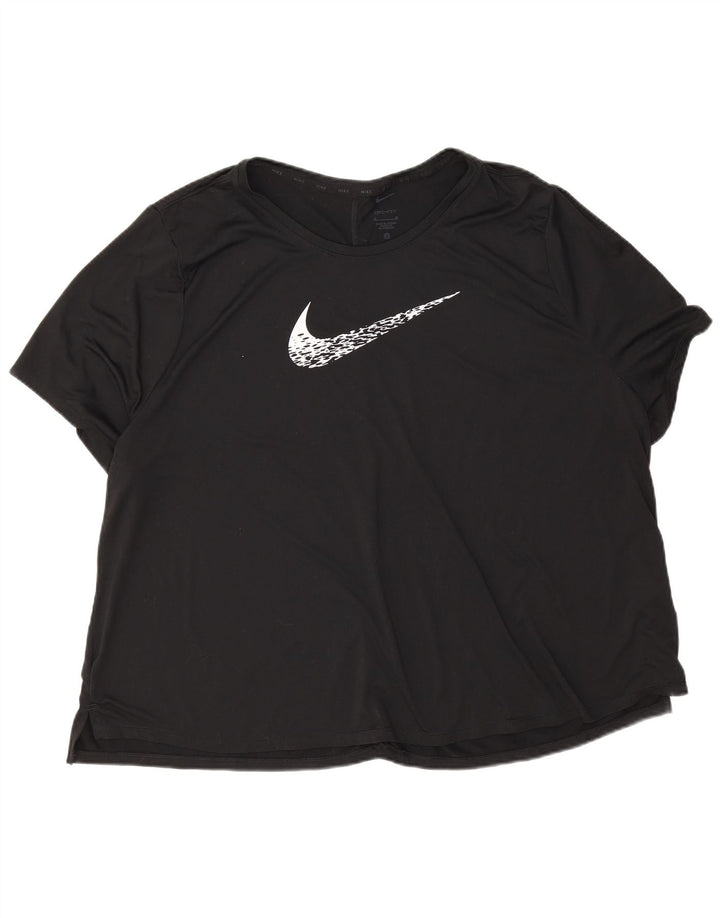 Nike Damen Dri Fit Übergroßes Grafik-T-Shirt-Oberteil UK 22 3XL Schwarz Polyester