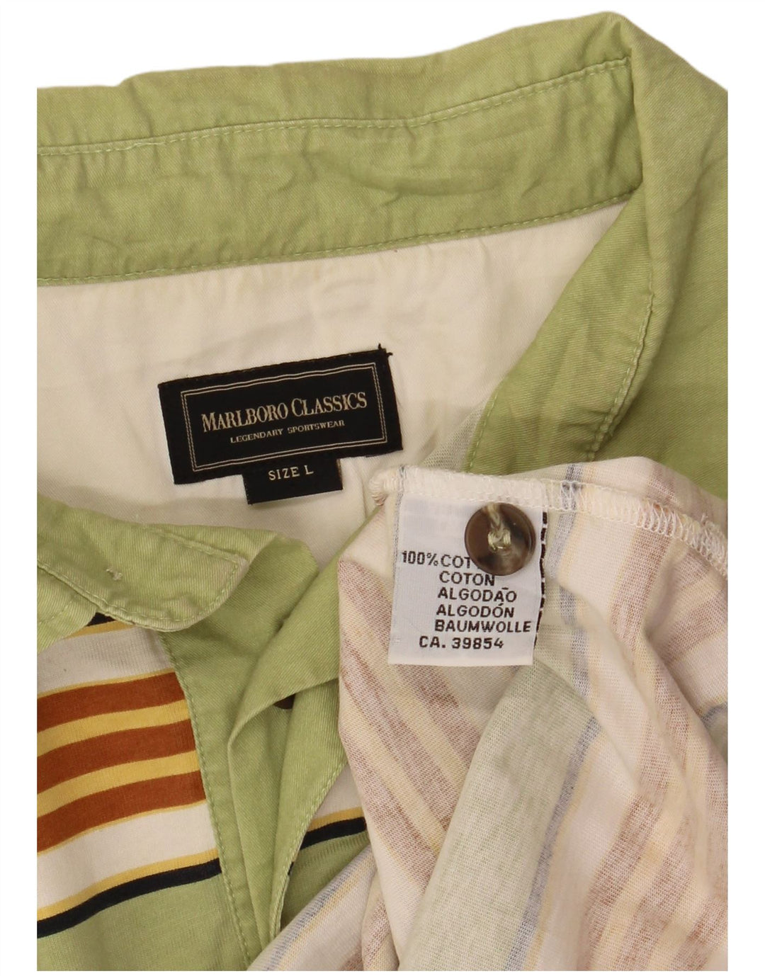 Marlboro Classics Herren-Rugby-Poloshirt, groß, grün gestreift, Baumwolle