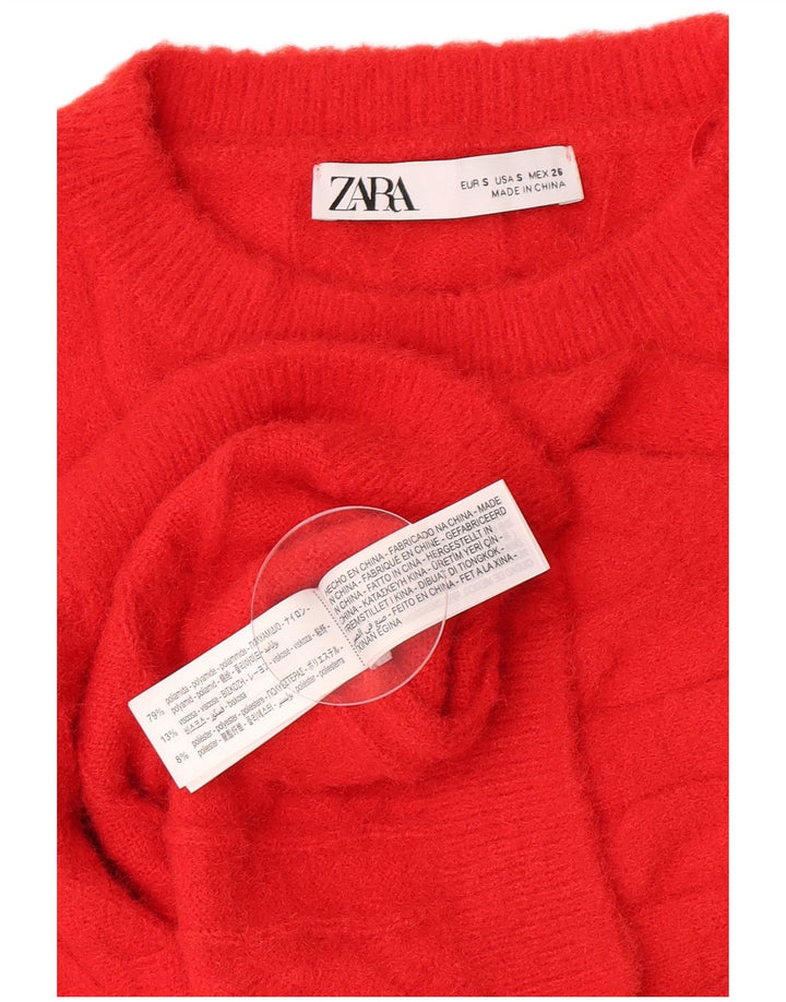 Zara Damen Crop Vest Tank Top UK 10 Small Rot Polyamid