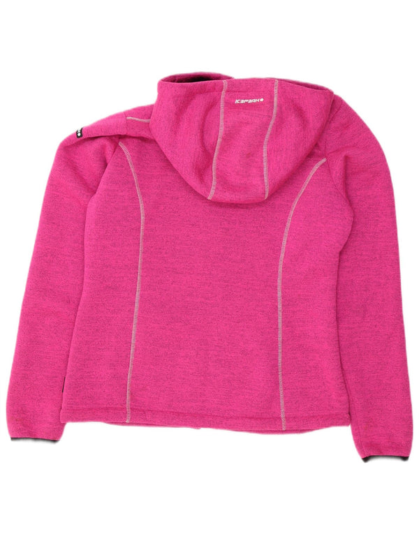 Icepeak Damen-Kapuzenpullover mit Reißverschluss, Größe 48, XL, rosa geflecktes Polyester
