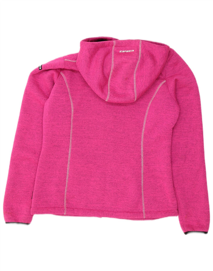 Icepeak Damen-Kapuzenpullover mit Reißverschluss, Größe 48, XL, rosa geflecktes Polyester
