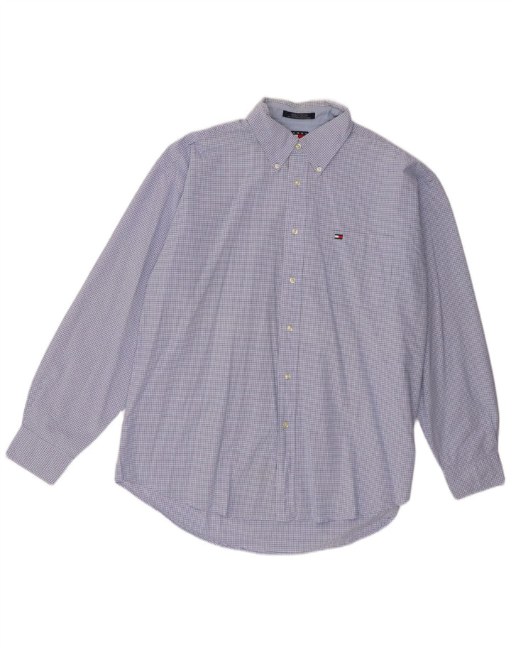 Tommy Hilfiger Herrenhemd XL, blau kariert, Baumwolle