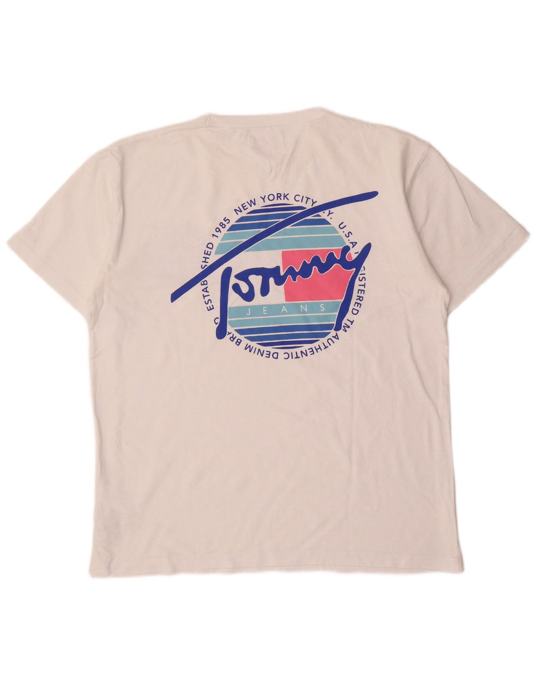 TOMMY HILFIGER Herren Grafik-T-Shirt-Oberteil, groß, weiße Baumwolle