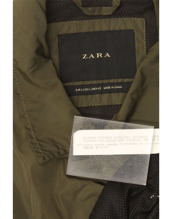 Zara Herren Regenjacke UK 40 Large Khaki Polyester