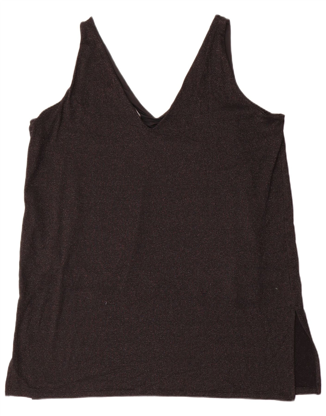 Marks & Spencer Damen ärmelloses Blusenoberteil UK 20 2XL Schwarze Viskose