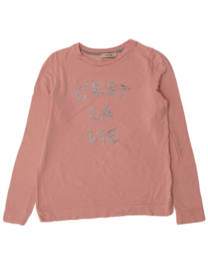 Oasis Damen Grafik-Sweatshirtpullover UK 10 Small Rosa Viskose