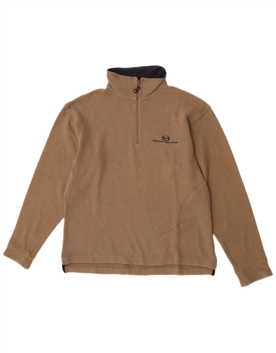 Sergio Tacchini Herren-Sweatshirt mit Reißverschluss am Hals, mittelbeige Baumwolle