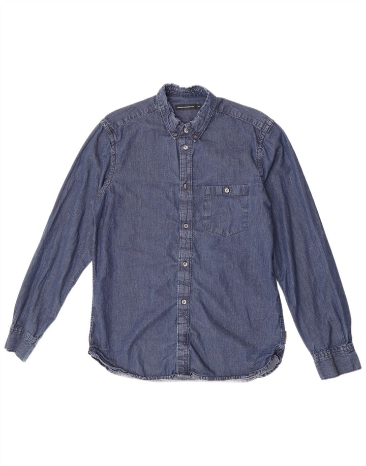 French Connection Herren-Jeanshemd aus mittelblauer Baumwolle