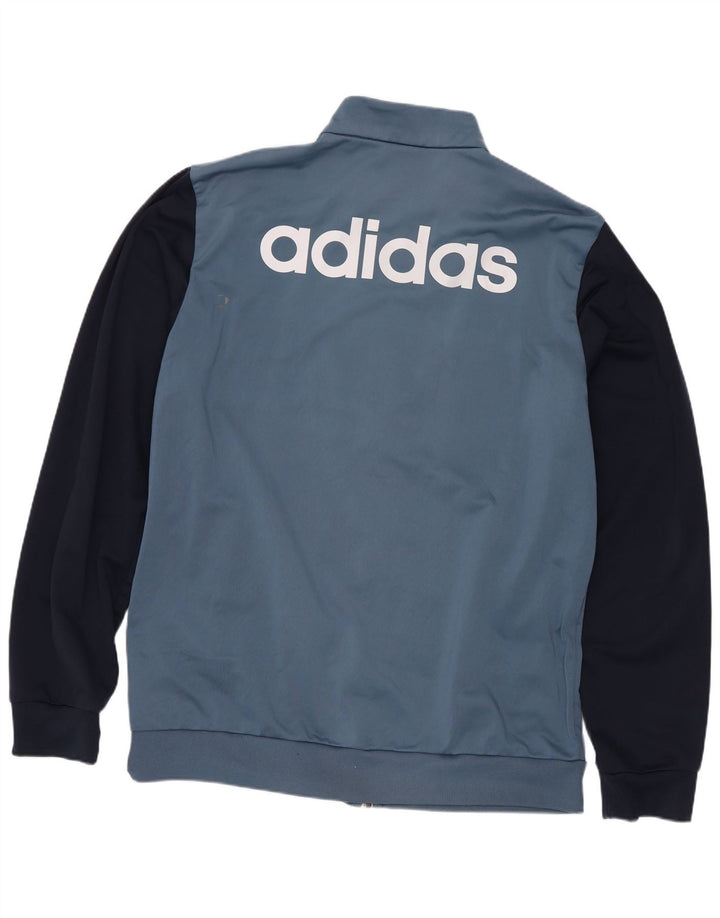 Adidas Herren-Trainingsanzug mit grafischem Oberteil, großes, blaues Farbblock-Polyester