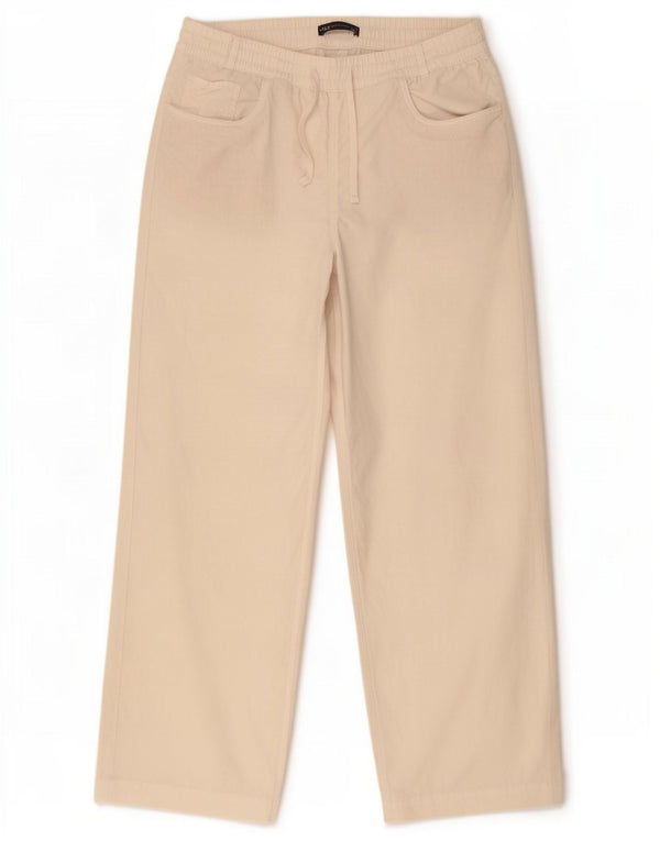 Marks & Spencer Damen gerade Hose UK 14 Large W34 L29 Weißes Leinen