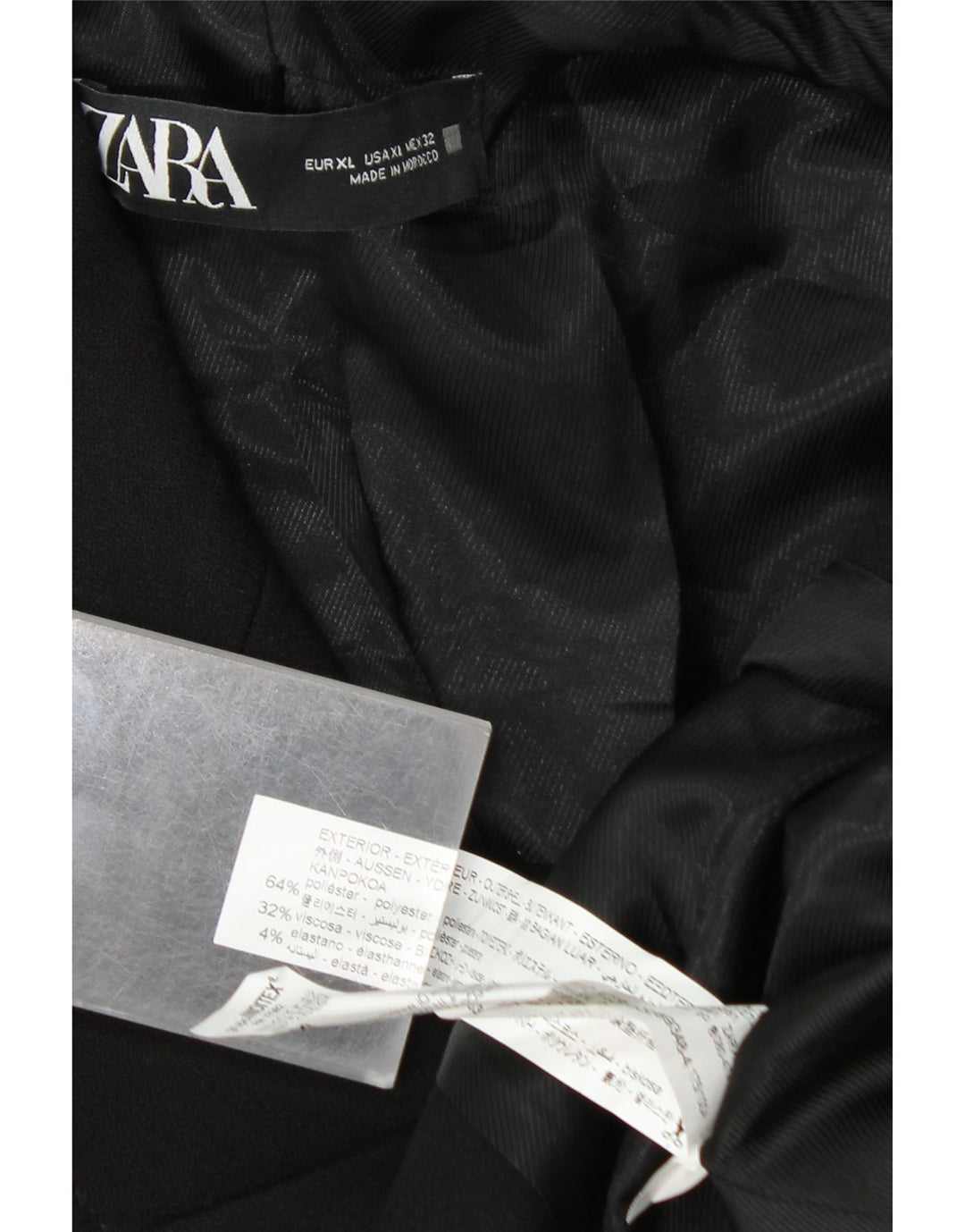 ZARA Damen Zweireiher-Blazerjacke UK 18 XL Schwarz Polyester