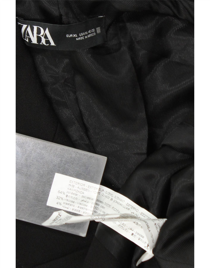 ZARA Damen Zweireiher-Blazerjacke UK 18 XL Schwarz Polyester