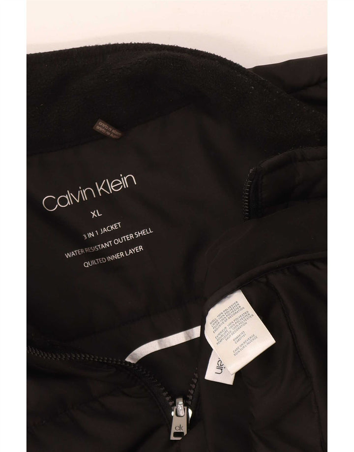 Calvin Klein Herren Wattierte Jacke UK 42 XL Schwarz Polyester