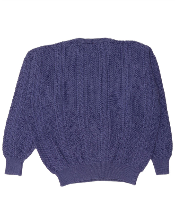 VINTAGE Herren-Pullover mit Rundhalsausschnitt, XL, marineblaue Schurwolle