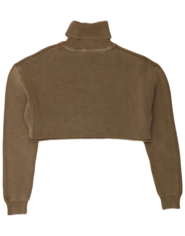 Zara Damen Crop Oversized Rollkragenpullover Pullover UK 10 Small Khaki