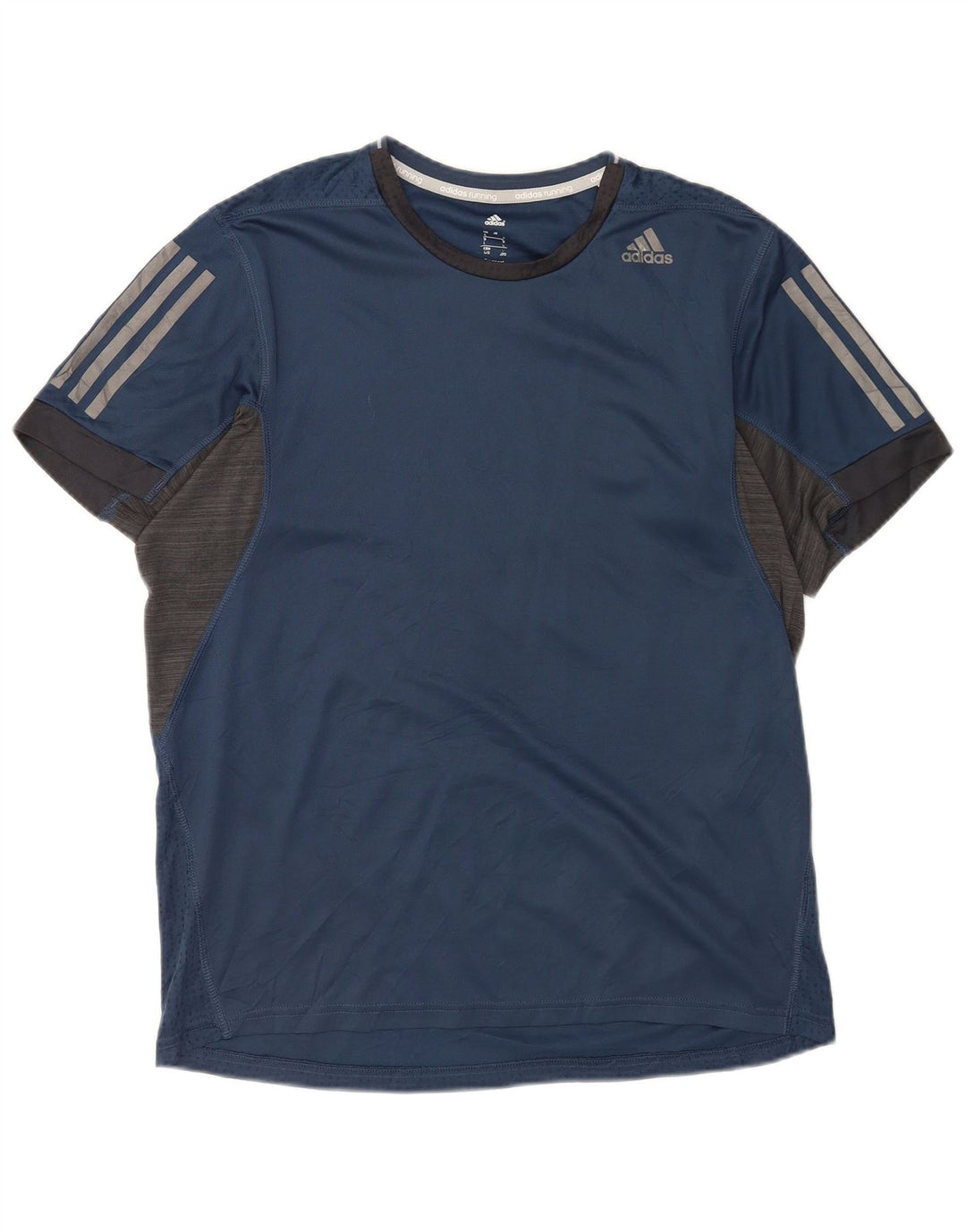 Adidas Herren Climacool T-Shirt Top Large Marineblau Nadelstreifen Polyester