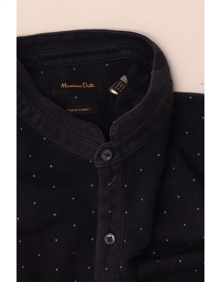 Massimo Dutti Herren Poloshirt XL Marineblau gepunktet